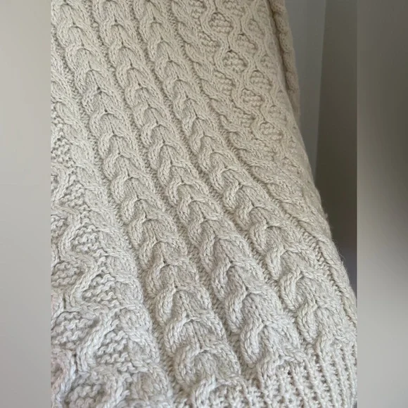 Hand Knit Cottagecore Fisherman Cardigan Cream Sz Medium Grandmacore Cable Knit - Picture 7 of 10
